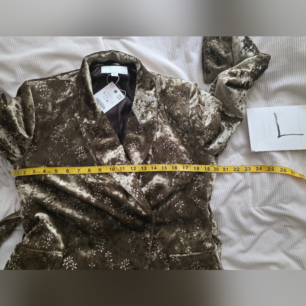 Zara METALLIC THREAD VELVET BLAZER WITH BELT Golden Zw Collection BLAZER ONLY - Picture 8 of 16